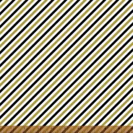 D40743MX Bold & Gold -  Black & Gold Stripes (per Metre)