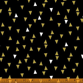 D40745M1 Bold & Gold -  Gold Triangles on Black (per Metre)