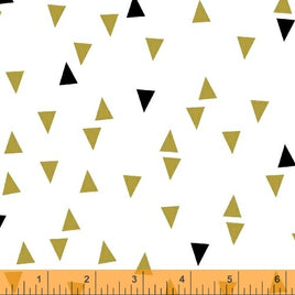 D40745M2 Bold & Gold -  Gold Triangles on White (per Metre)