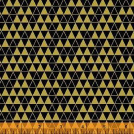D40746M1 Bold & Gold - Gold Triangles on Black (per Metre)