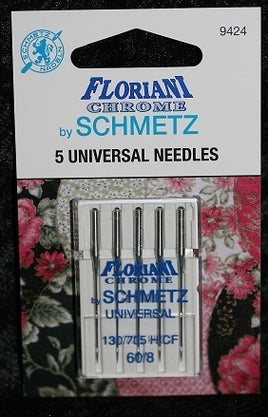9424 - Universal Needle Size 60/8 - PK5 - Floriani Chrome