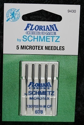 9430 - Microtex Size 60/8 Needle - PK5 - Floriani Chrome