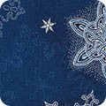 RK16561-62 INDIGO Holiday Flourish - Blue/Silver (per Metre)