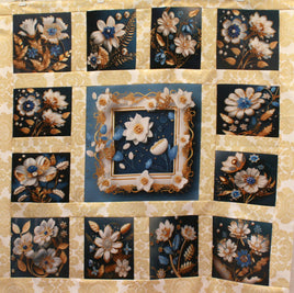 Mum's Fabric Kit 1 - Indigo Wild Flowers Gold Brocade