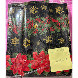 TT4278B Holiday Poinsettia & Birds Border Black & Gold Metallic