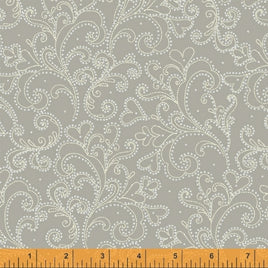 D40303M2 Glisten - Silver Hearts & Floral (per Metre)