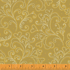 D40303M1 Glisten - Gold Hearts & Floral (per Metre)