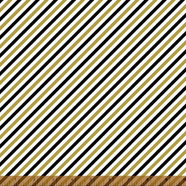 D40743MX Bold & Gold -  Black & Gold Stripes (per Metre)