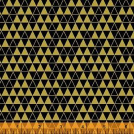 D40746M1 Bold & Gold - Gold Triangles on Black (per Metre)