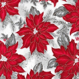 RK16559-186  Holiday Flourish - Red/Silver/Black (per Metre)