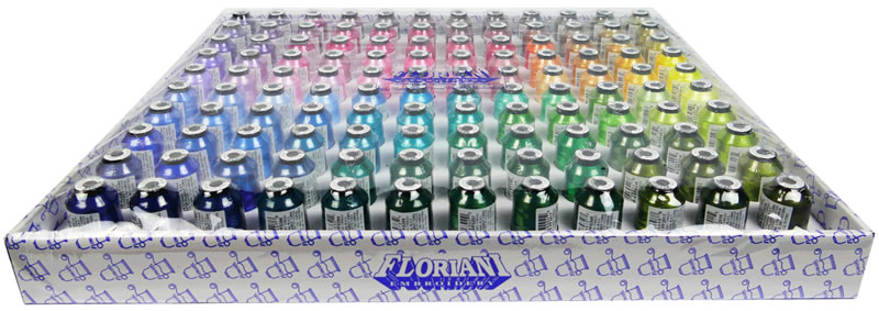 Floriani 120 Thread Set - Polyester, high-sheen embroidery thread