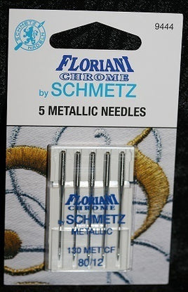 9444 - Metallic Size 80/12 Needle - PK5 - Floriani Chrome