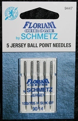 9447 - Ball Point (Jersey) Size 90/14 Needle - PK5 - Floriani Chrome