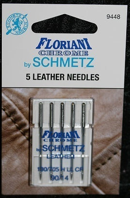 9448 - Leather  Size 90/14 Needle - PK5 - Floriani Chrome