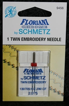 9456 - Twin Embroidery Needle  Size 2.0/75 - PK EACH - Floriani Chrome