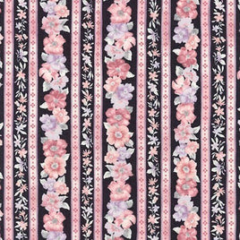 RK17105-184  Woodside Blossom Border / Black (per Metre)