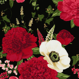 TT6499A Carina Peony & Anemones Black (per metre)