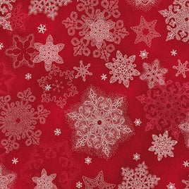 RK16561-93 SCARLET Holiday Flourish - Red/White/Silver (per Metre)