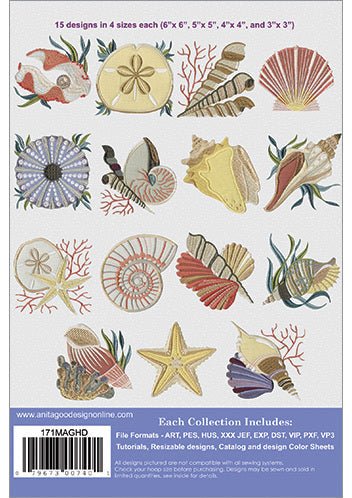 Emborded Shells Mini - Shells - Embroidered Additions (P)| EARLYMAYEMBROIDERY