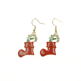 Earring - Gold - Red Stocking
