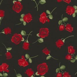 TT5048A Tossed Rose Buds - Glamour Black (per metre)
