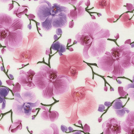 TT3209A Orchids Pink / Purple on Cream (per metre)