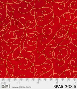 PB303R - Sparkle Suede Red / Gold (per metre)