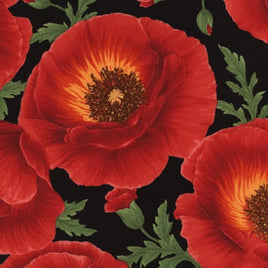 TT3884A Large Poppies / Black (per metre)