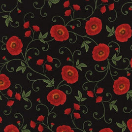 TT3885A Spaced Poppies / Black (per metre)