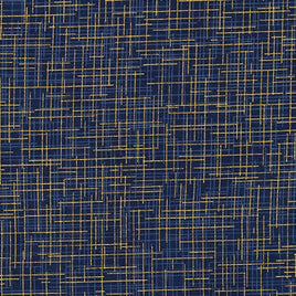 RK14476-69  MIDNIGHT Quilters Linen - Blue/Navy/Gold (per Metre)