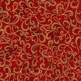 RK16583-91 CRIMSON Winter Grandeur - Red/Gold (per Metre)