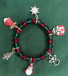 Bracelet - Red  Green - Tree, Bell, Snowflake,Present, Angel, Snowman